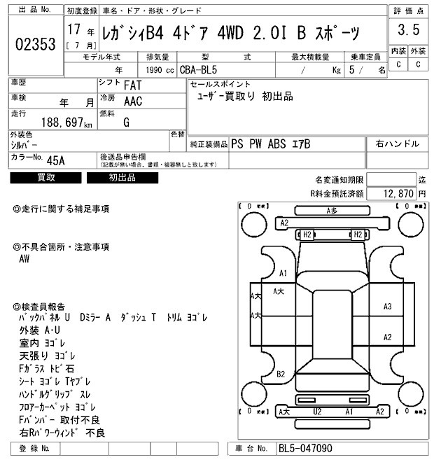 SUBARU LEGACY B4