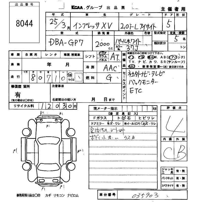 SUBARU XV